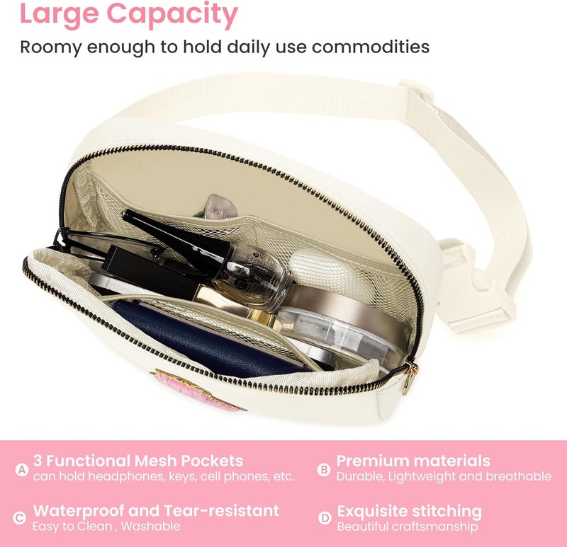 YQE Birthday Gifts for Girls, 4 5 6 7 8 9 10 11 12 13 Year Old Girl Gifts for Teens Kids Daughter Sister Her, Cute Fanny Pack Belt Bag Crossbody Bag Trendy Stuff for Girls Women Teen (Beige, A) - Image 3